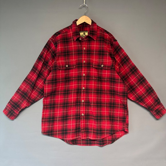 Field & Stream Other - Field & Stream Mens XL Red Black Plaid Flannel Button Shirt Heavyweight Cotton